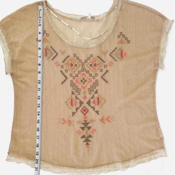Miss Me Sheer Embroidered Boho Mesh Blouse – XS - Picture 6 of 7